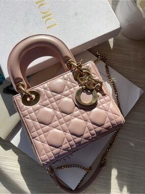 CHRISTIAN DIOR LOTUS METALLIC LAMBSKIN CANNAGE MINI LADY DIOR